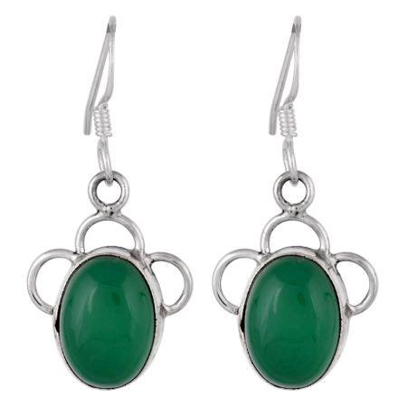 92.5 Sterling Silver Earrings Green Aventurine Modern Style Earrings