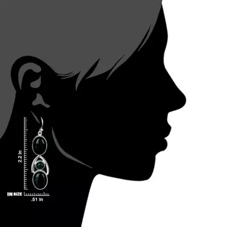 92.5 Sterling Silver Earrings Green Onyx Dangler Earrings