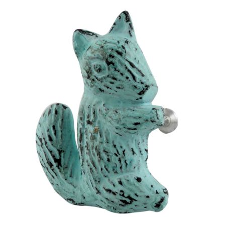 Antique Sage Green Squirrel Iron Dresser Knob