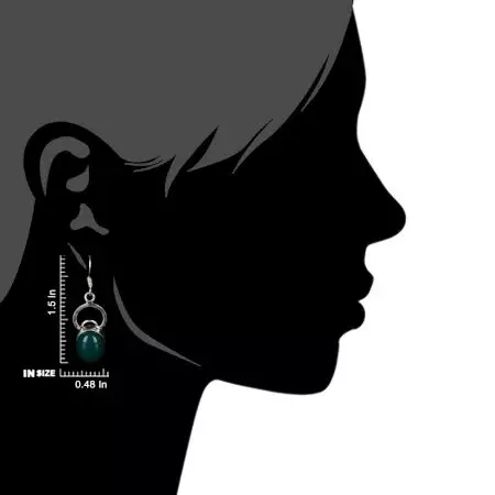 92.5 Sterling Silver Earings Chryoprase Single Drop Earrings