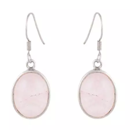 92.5 Sterling Silver Earrings Rose Quartz Teardrop Hanging Earrings