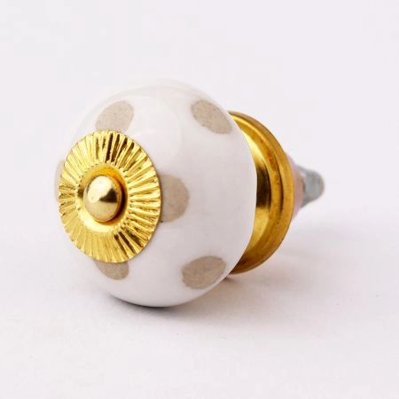 White Etched Ceramic Knob 45