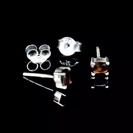 92.5 Sterling Silver Minimal Earrings Black Onyx Cut Stone Stud Earrings