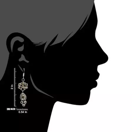 92.5 Sterling Silver Earrings Citrine Stone Flower and Leafy Style Dangler Earrings