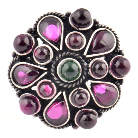 Amethyst Stones 92.5 Sterling Silver Ring For Women (Free Size)
