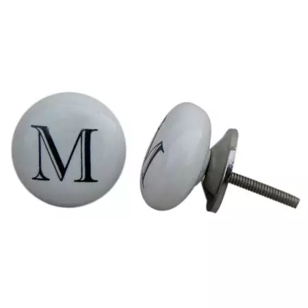M Flat Alphabet Ceramic Furniture Drawer Knob