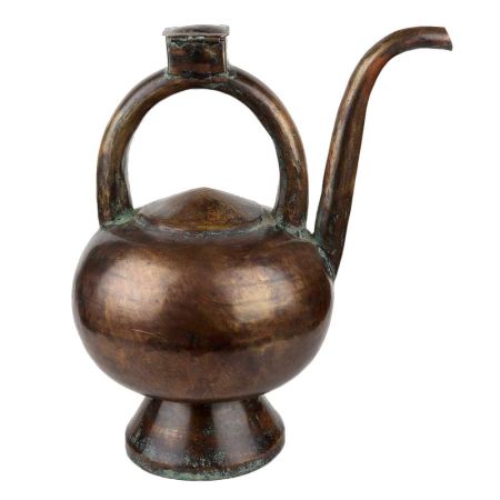 Traditional  Brass Kamandal With Handle And Spout And Tiny Box On Handle