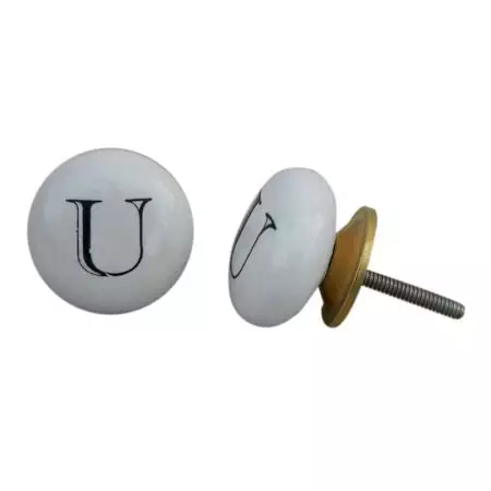U Alphabet Ceramic Cabinet Door Knob