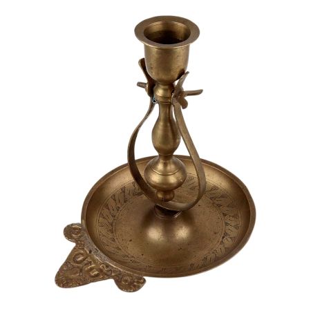 Unique Brass Candle Holder On Decorative Plate