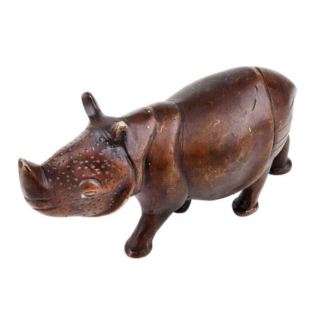 Hand Made Brass Hippo Animal Statue With Detailed Carving