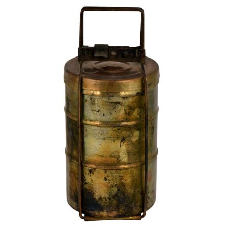 Brass Three Tier Tiffin Box Thin Brass Strap Frame And Frame