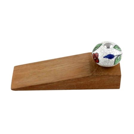 Multicolor Leaf Crackle Ceramic Wooden Door Stopper