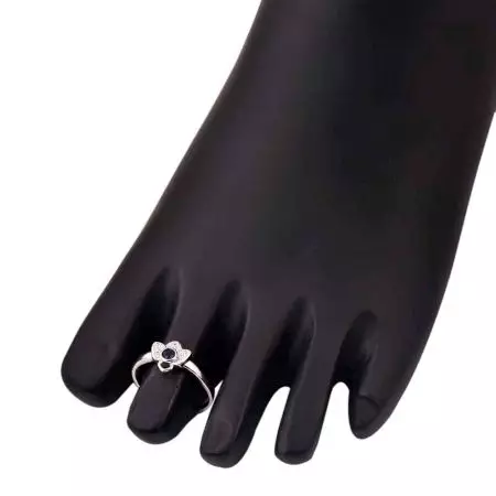92.5 Sterling Silver Toe Ring Adjustable Floral  American Diamond Tanzanite Studded Women Jewelry (Pair)