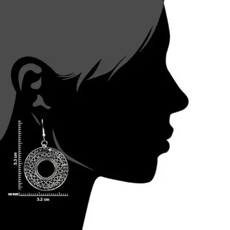 Engraved Disc 92.5 Sterling Silver Earrings Fancy Danglers For women