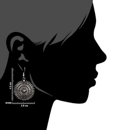 Round Sun 92.5 Sterling Silver Earrings Filigree Starry Pattern Dangle Earrings