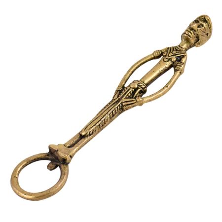 Brass Bottle Opener Standing Tribal Man Round Opener