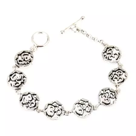 Om Charms 92.5 Sterling Silver Bracelet For good Luck