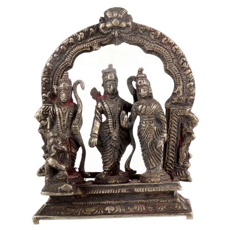 Brass Ram Darbar Statue With  Hanumanji And Prabhavali