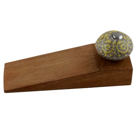 Mixed Circular Crackle Ceramic Wooden Door Stopper