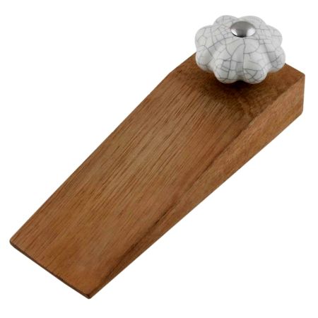 White Crackle Ceramic Melon Wooden Door Stopper
