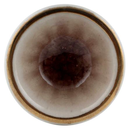 Brown Wheel Ceramic Dresser Knob in Silver Fitting