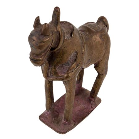 Brass Horse Statue Wearing A Saddle Showpiece