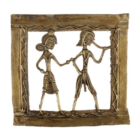 Brass Dhokra Art Hanging Dancing Couple For Home Decoration