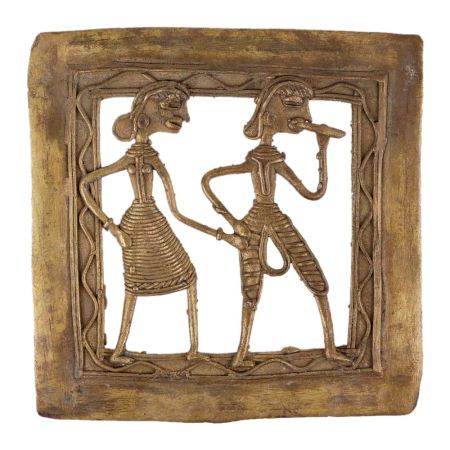 Brass Dhokra Design Wall Art Hanging Farmer Couple Showpiece Frame