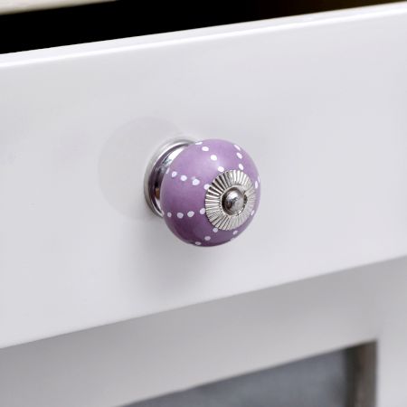 Purple Ceramic Floral Cabinet Knob