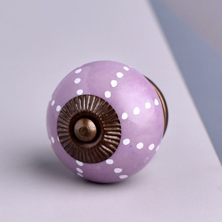 Purple Ceramic Floral Cabinet Knob