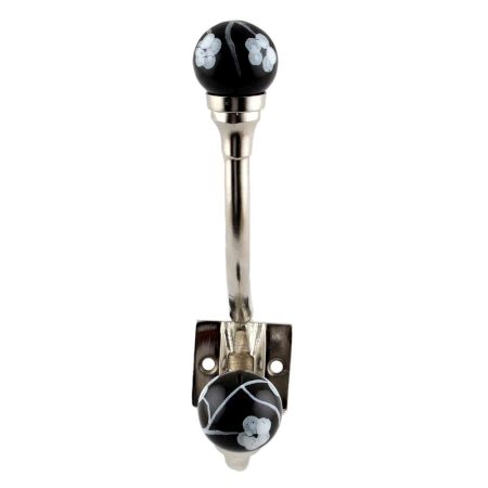 Black Floral Ceramic Iron Hooks