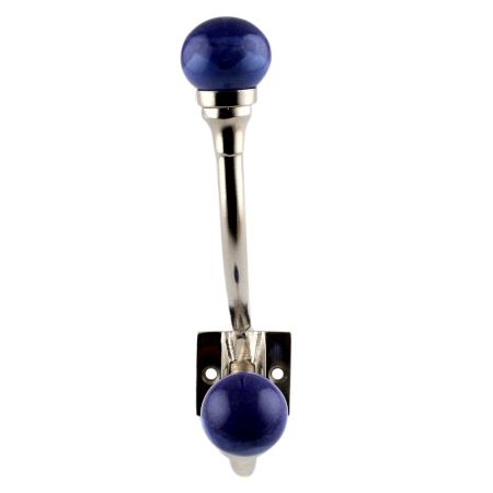 Navy Blue Floral Ceramic Iron Hooks