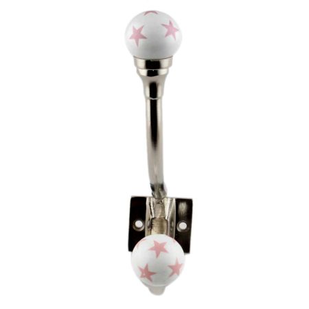 Pink Star Floral Ceramic Iron Hooks