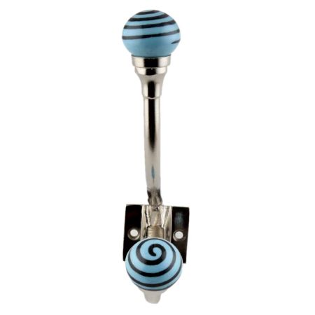 Turquoise Black Strip Ceramic Iron Hooks