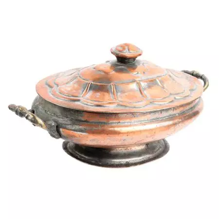 Oval Repousse Copper Rice Serving Bowl