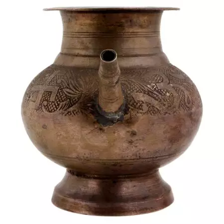 Indian Spouted Floral Brass Pot Lota