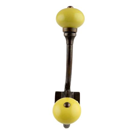 Solid Yellow Ceramic Antique Iron Hooks