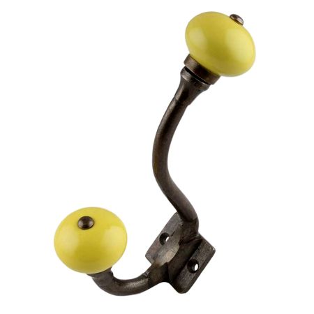 Solid Yellow Ceramic Antique Iron Hooks