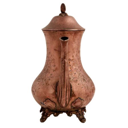 Brass Kettle Engraved Leaf Design Tableware
