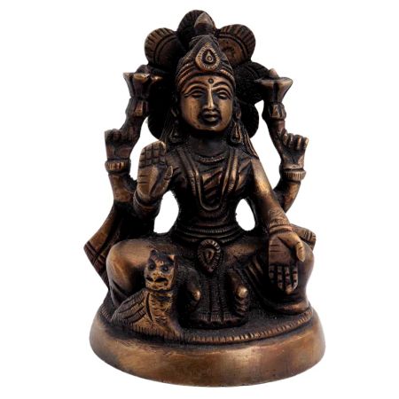 Brass Laxmi Statue With Owl Blessing Pose
