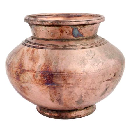 Brass Water Pot Carved Circular Lines Design