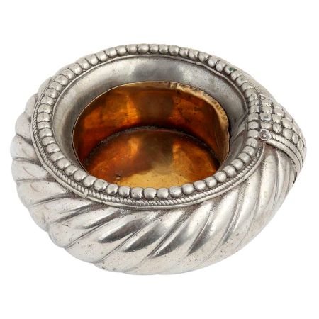 Brass Spiral Design Ashtay  With Silver Finish