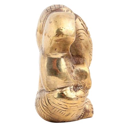 Brass Engraved Sitting Worship Ganesha Statue