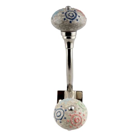 Colourful Circular Crackle Ceramic Silver Iron Hook