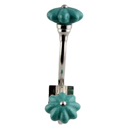 Sea Green Crackle Silver Iron Hook