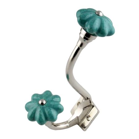 Sea Green Crackle Silver Iron Hook