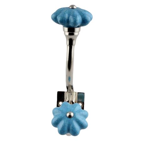 Turquoise Crackle Ceramic Silver Iron Hook