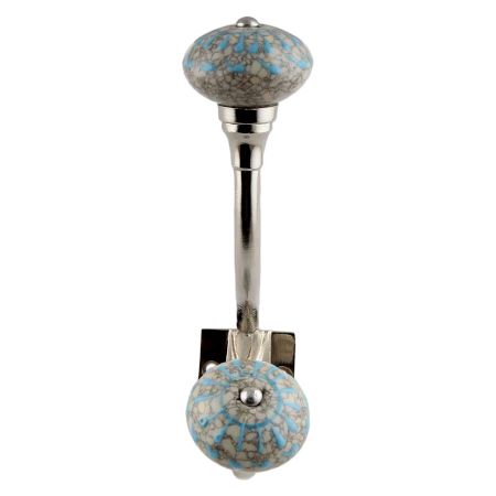 Turquoise Wheel Crackle Ceramic Silver Iron Hook