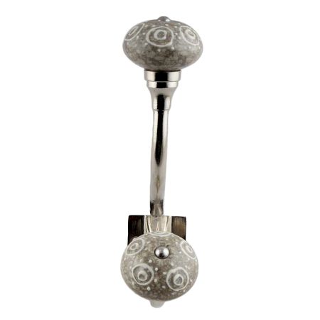 White Round Crackle Cream Silver Iron Hook