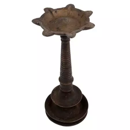 Brass Oil lamp Round Base with Stand Diwali Decoration